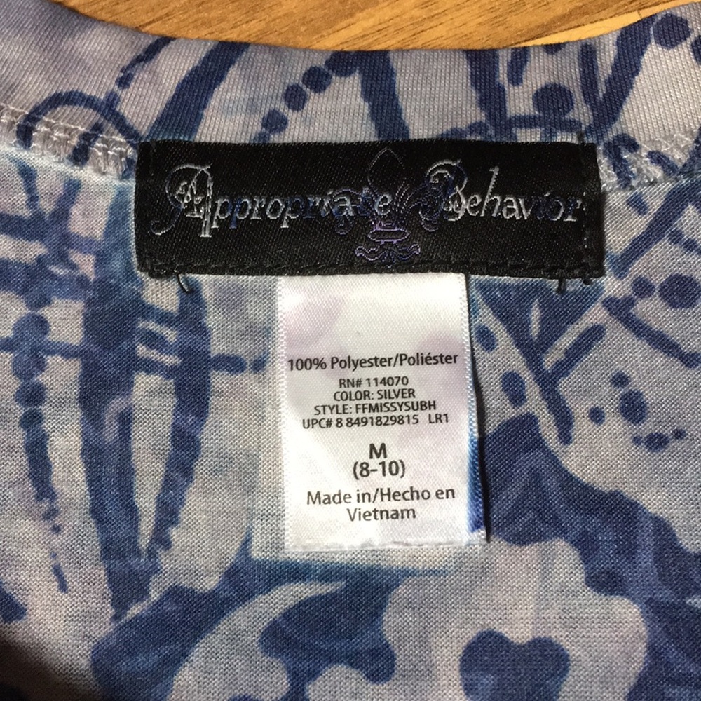 5/$25 APPROPRIATE BEHAVIOR Mandala Rhinestone Short Sleeve Graphic Tee Blue Med - Picture 8 of 10